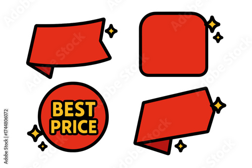 Sale tags collection with special offer, big discount, best price, mega sale banners, online shopping stickers, badges, coupons, store promotional vector illustration set