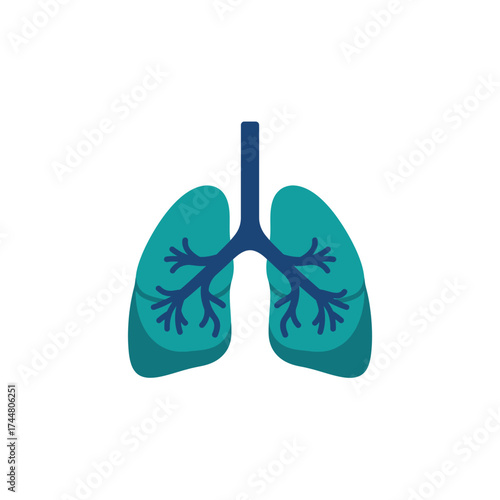 A simple flat vector icon of human lungs, illustrating the respiratory system with the trachea and bronchial tree.