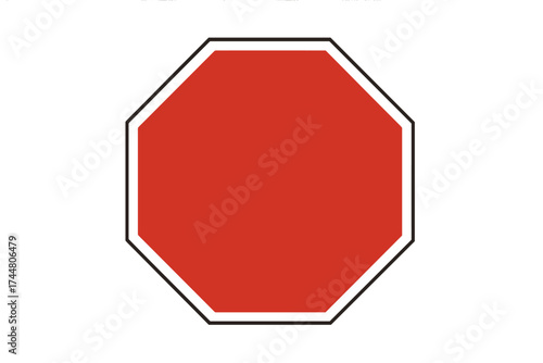 Stop road sign vector symbol red octagon with white and black border, traffic safety icon, transparent background illustration for road and traffic design