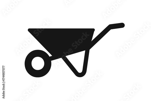 Wheelbarrow vector icon set, garden tools collection, construction and gardening equipment silhouette, wheelbarrow symbol with transparent background, practical tool design, vector illustration