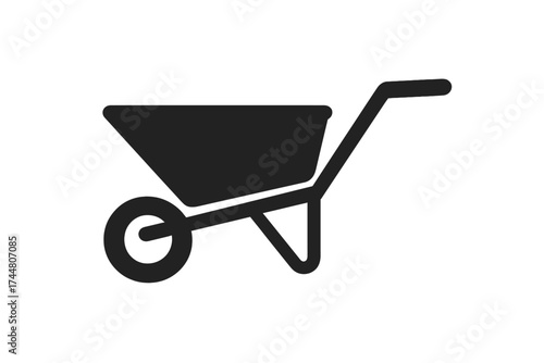 Wheelbarrow icon vector set, gardening tools collection with simple black silhouette, transparent background, garden equipment illustration, landscaper essentials, construction wheelbarrow symbol
