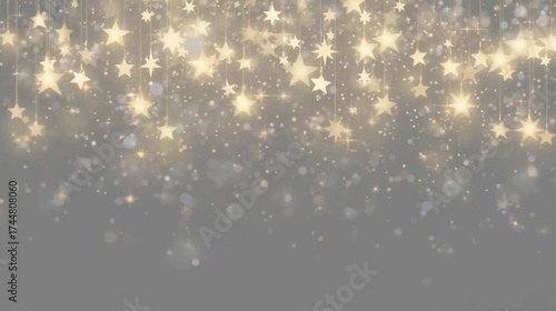 Elegant background featuring shimmering golden stars and soft bokeh, creating a magical and festive atmosphere perfect for celebrations or special occasions.