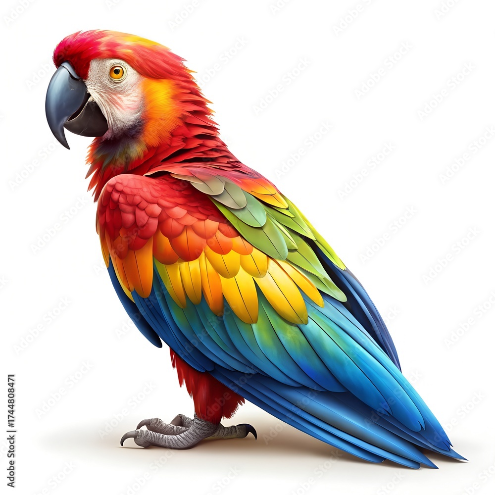 Obraz premium Colorful macaw parrot with red yellow and blue plumage