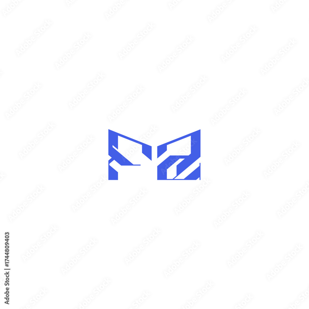 Obraz premium techno geometric style FZ square concept abstract monogram initial logo design letter