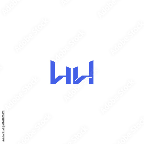 techno geometric style monogram initial logo design letter square concept abstract HH