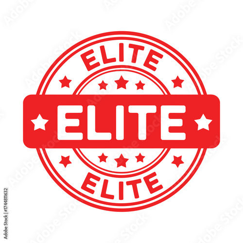Red and white elite stamp with stars
