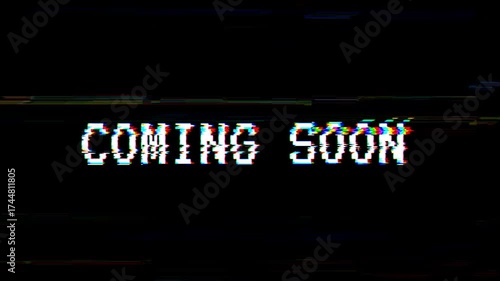Coming soon pixel text glitch ,uitable for technology,4k video