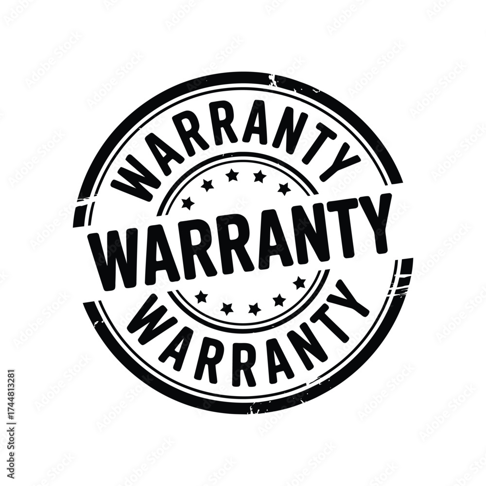 Fototapeta premium Circular stamp seal with the word warranty repeated