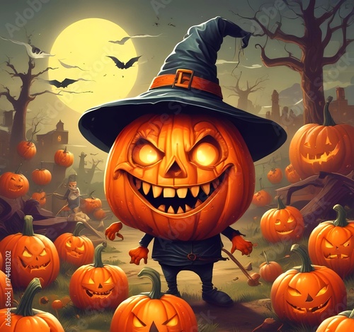 Illustration of jack lantern pumpkin