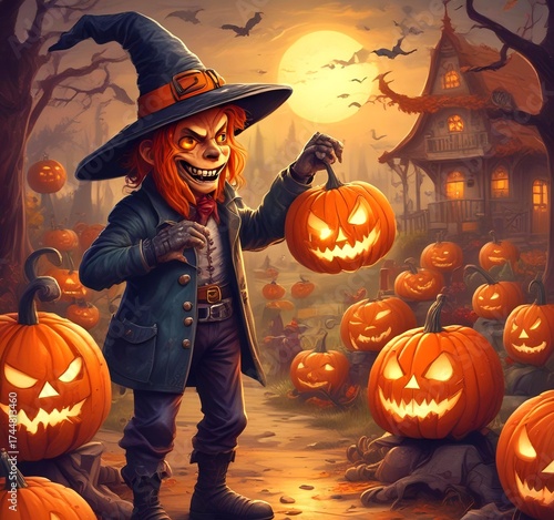 Illustration of jack lantern pumpkin