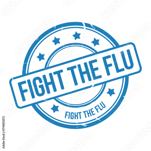 Fight the flu stamp graphic with stars and text