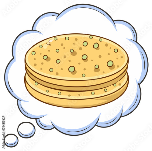 Stack of Pancakes within a Dream Bubble, Cartoon Style