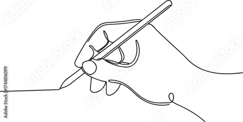 Hand drawing a line with a pencil in a simple line art style one line