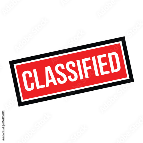 Red classified stamp with black border and white text