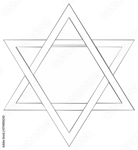 Star of David geometric line art illustration Jewish religious symbol spiritual concept