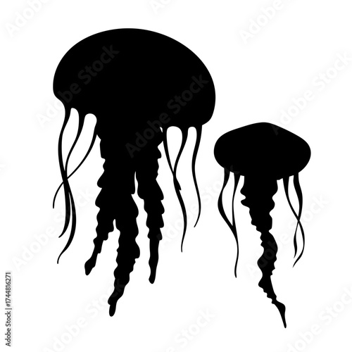 jellyfish on white background, Vector Silhouette of a Jellyfish, Jellyfish Vector Graphic