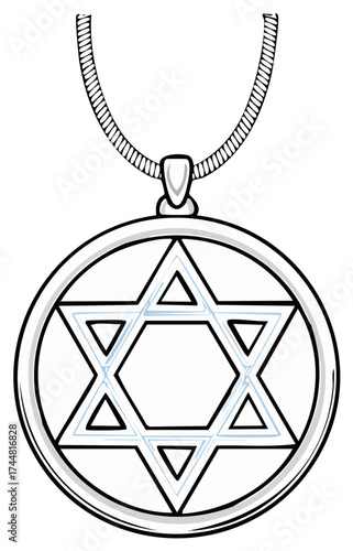 Stylized Star of David pendant necklace illustration with a simple chain
