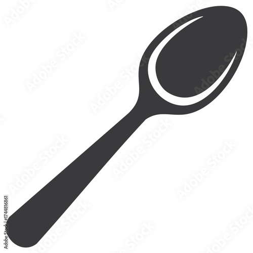 Simple Black Spoon Icon Vector Graphic Cutlery Silhouette