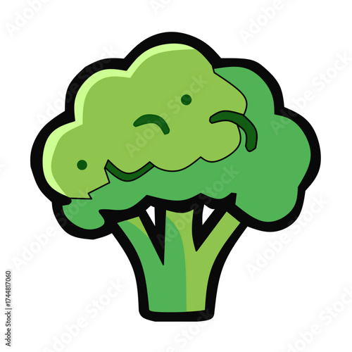Broccoli Vegetable Flat Vector Icon in Healthy Food Organic Style