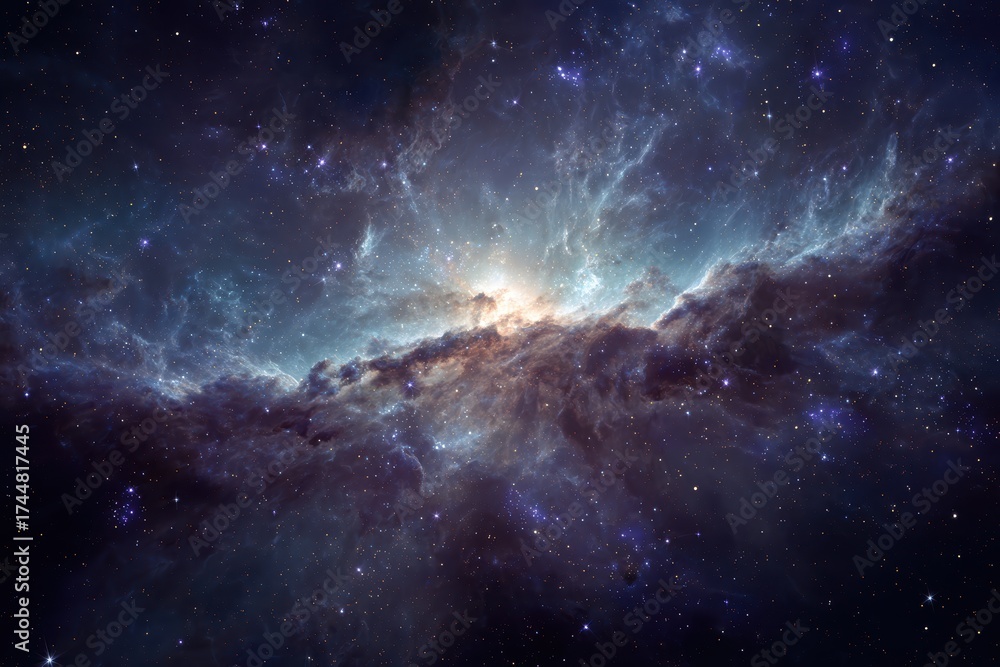 Fototapeta premium Vibrant nebula with swirling colors and stars in deep space, showcasing cosmic beauty and mystery beyond Earth