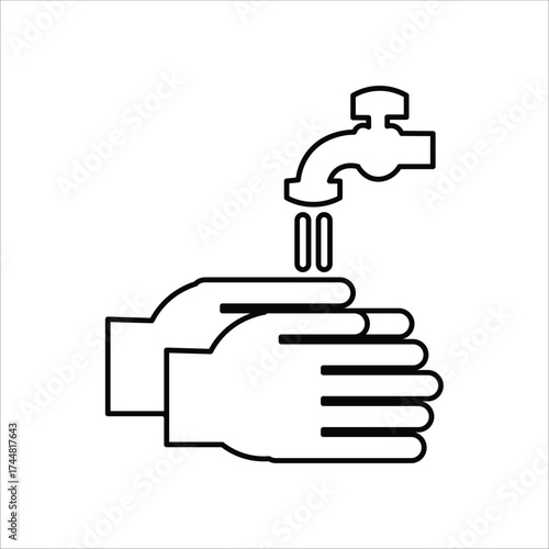 wash hand icons. simple line vector