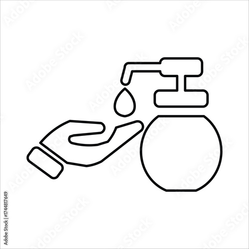 hydroalcoholic gell icons. simple line vector