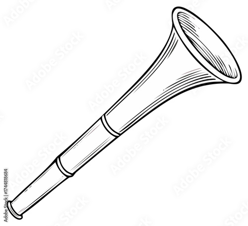 Line Art: Vintage Bugle Illustration of Musical Instrument