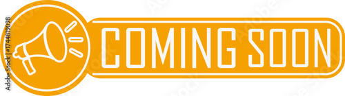 Coming Soon Banner icon. Suitable for marketing, launch teasers, or notifications. Promotion sticker for new product launch or opening. Isolated vector illustration.