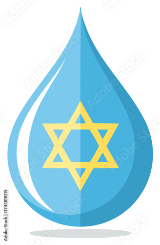 Water Drop Symbolizing Preservation of Resources with a Star of David