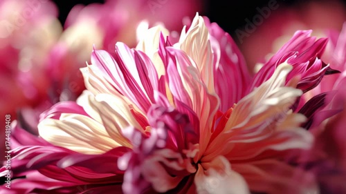 Macro Flower Petals: Vibrant Pink and White Gradient Close-Up Slow Motion - made with Generative AI