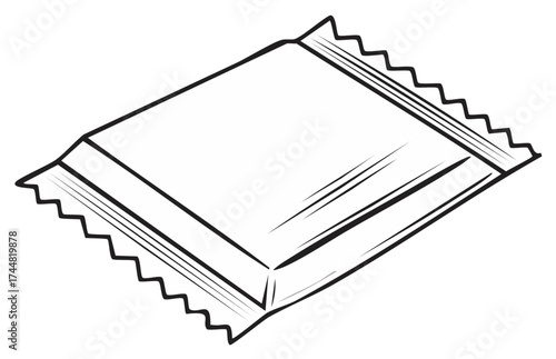 Wrapped Blank Candy Bar Packaging Drawing Outline Square Shaped Snack Treat Design