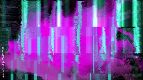 Abstract color background with glitch effect, fast looping background animation.