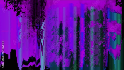 Abstract color background with glitch effect, fast looping background animation.