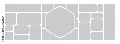 Minimal photo collage vector combining hexagon and bento grid composition