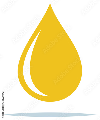 Golden yellow liquid drop illustration representing oil fuel or natural essence