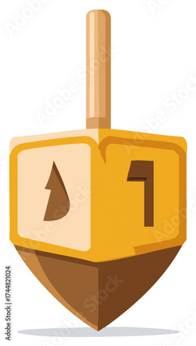 Vector illustration of a traditional wooden dreidel for the Jewish holiday of Hanukkah