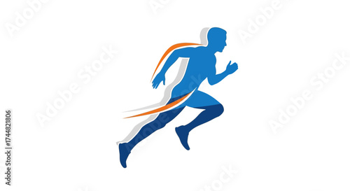 Dynamic running silhouette for fitness brands, a symbol of speed, agility, and healthy lifestyle for athletic apparel and sports equipment promotions