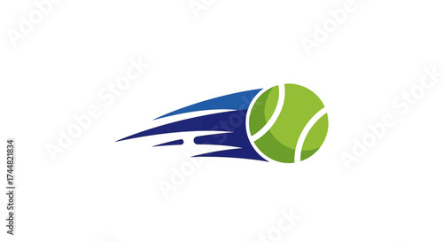 Dynamic tennis ball logo design with motion blur, perfect for sports brands and athletic companies seeking a modern and energetic visual identity