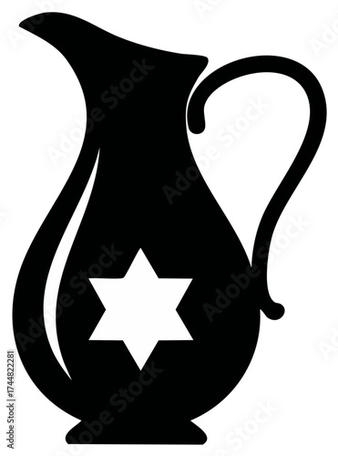 Elegant Pitcher Icon Featuring a Star of David, Ideal for Jewish Celebrations