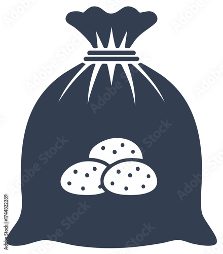 Potato sack illustration. Grocery vegetable food for cooking and farming