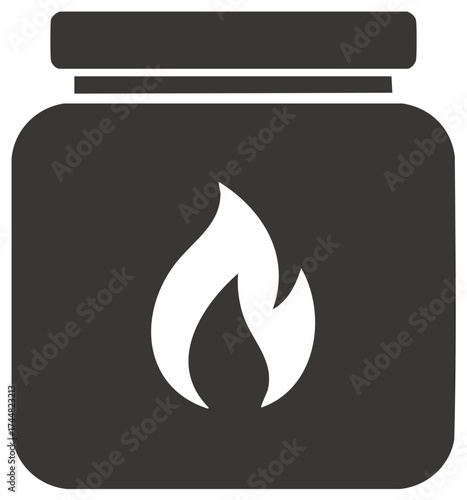 Icon of a jar with a flame inside representing fire or heat