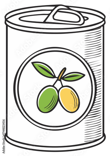 Canned olives vector illustration icon canned food ingredient preserved olives