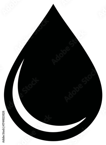 Black drop icon with white accent symbol of purity and nature