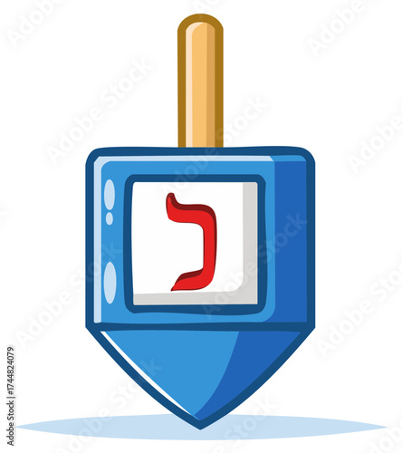 Vibrant Blue Dreidel Toy with Hebrew Character for Festive Occasions