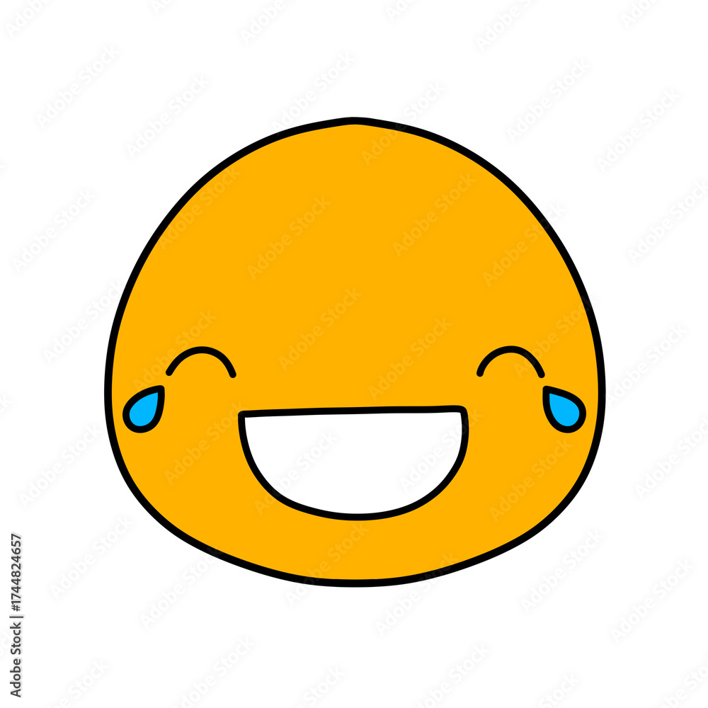 Fototapeta premium Cute emoji emoticon emotion face icon hand draw