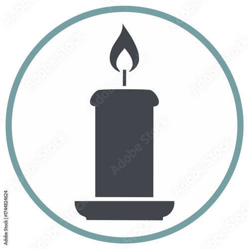 Stylized candle icon in a circular frame, elegant design