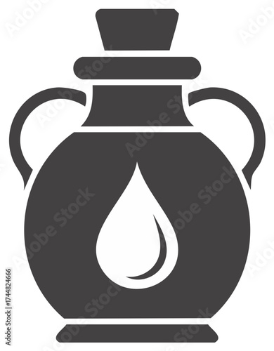 Stylized Amphora with Water Droplet and Handles Vector Icon