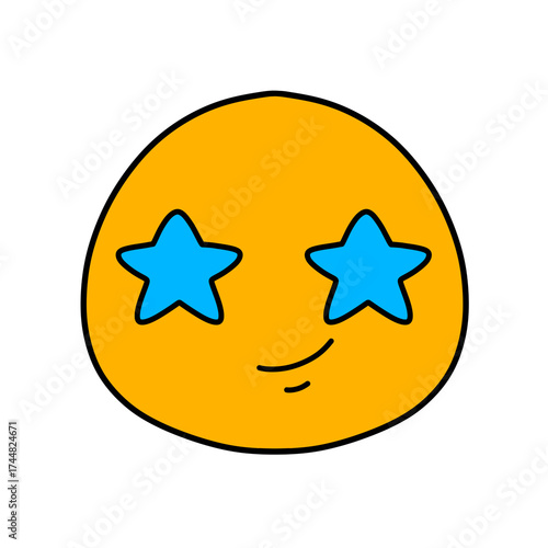 Cute emoji emoticon emotion face icon hand draw