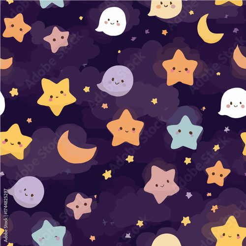Cute Halloween seamless pattern, minimal vector illustration