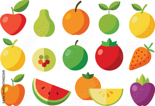 Wallpaper Mural Vector illustration collection of fresh and delicious fruits scalable eps graphics Torontodigital.ca